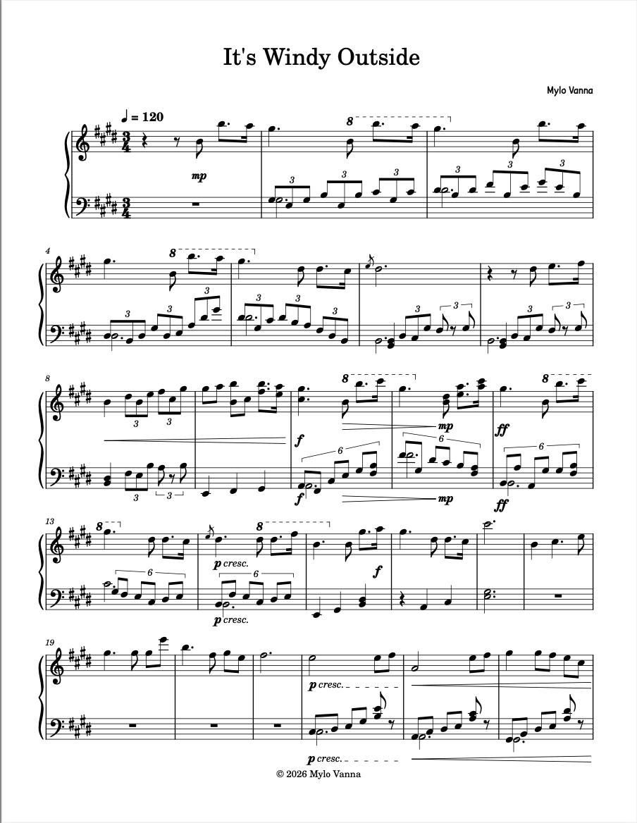 It's Windy Outside Sheet Music