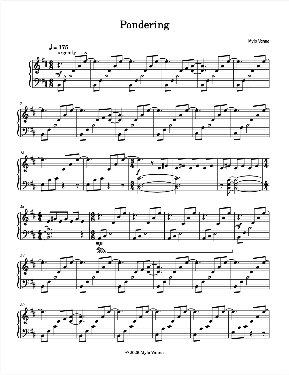 Pondering Sheet Music
