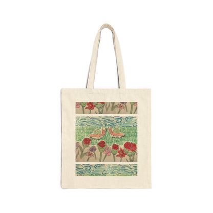 two snails in a garden tote bag