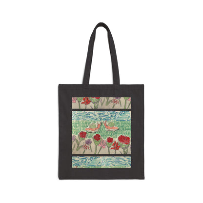 two snails in a garden tote bag