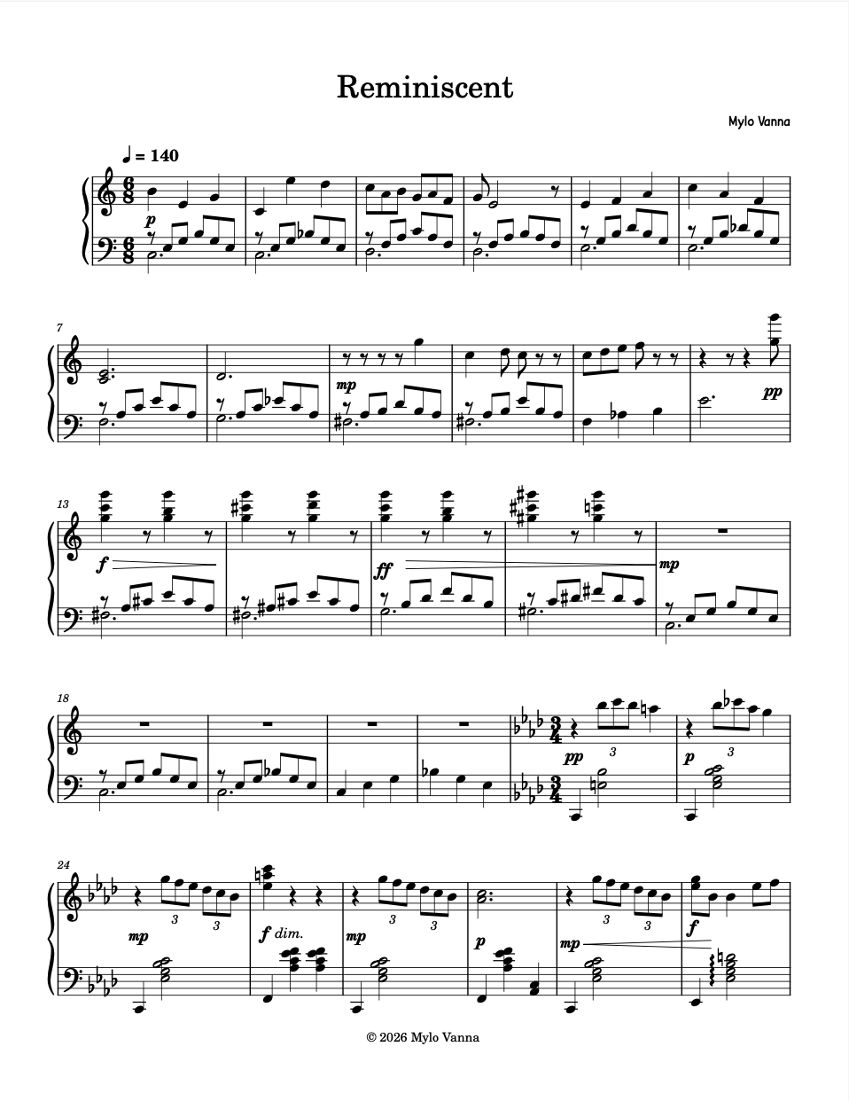 Reminiscent Sheet Music