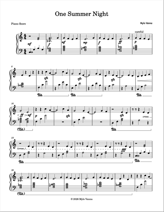 One Summer Night Sheet Music