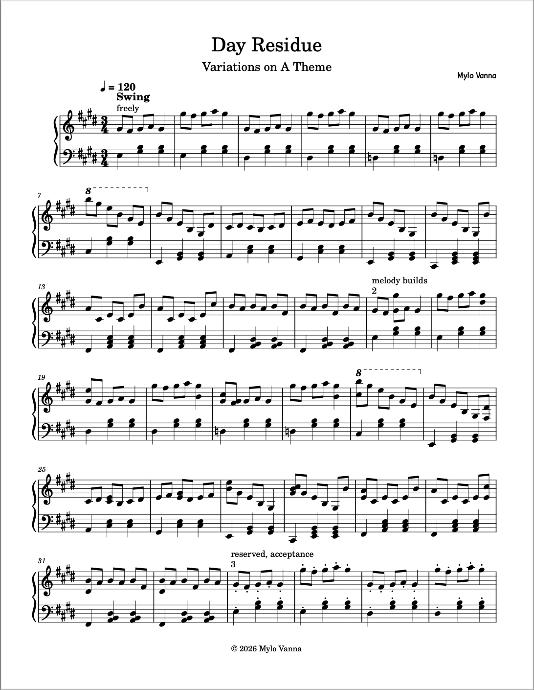 Day Residue Side B Sheet Music