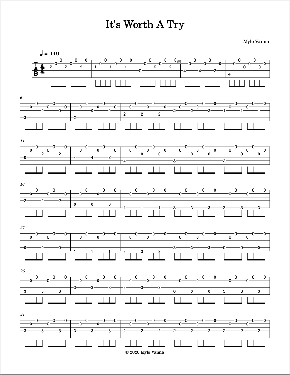 It's Worth A Try Sheet Music
